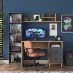 Γραφείο με βιβλιοθήκη Goldie pakoworld ανθρακί-φυσικό 160x50x161.8εκ Γραφείο με βιβλιοθήκη Goldie pakoworld ανθρακί-φυσικό 160x50x161.8εκ