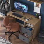 Γραφείο με βιβλιοθήκη Goldie pakoworld ανθρακί-φυσικό 160x50x161.8εκ Γραφείο με βιβλιοθήκη Goldie pakoworld ανθρακί-φυσικό 160x50x161.8εκ
