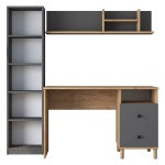 Γραφείο με βιβλιοθήκη Goldie pakoworld ανθρακί-φυσικό 160x50x161.8εκ Γραφείο με βιβλιοθήκη Goldie pakoworld ανθρακί-φυσικό 160x50x161.8εκ