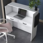 Γραφείο reception Triana pakoworld μελαμίνης λευκό-ανθρακί 110x40x110εκ Γραφείο reception Triana pakoworld μελαμίνης λευκό-ανθρακί 110x40x110εκ