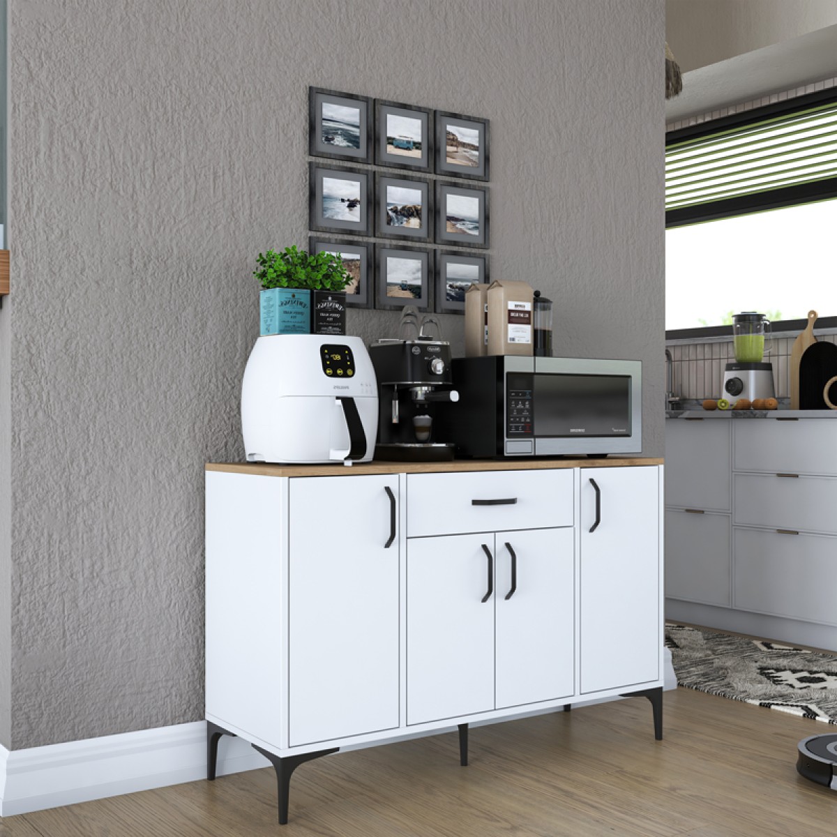Μπουφές Ubron pakoworld λευκό-καρυδί μελαμίνης 120x40x78.6εκ Μπουφές Ubron pakoworld λευκό-καρυδί μελαμίνης 120x40x78.6εκ
