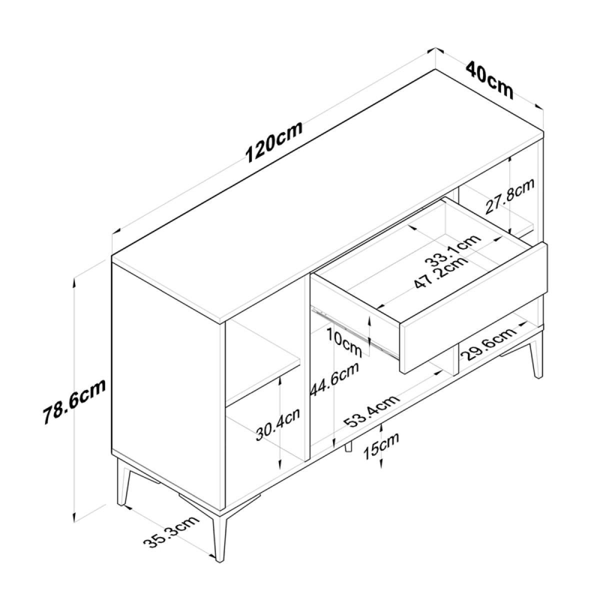 Μπουφές Ubron pakoworld λευκό-καρυδί μελαμίνης 120x40x78.6εκ Μπουφές Ubron pakoworld λευκό-καρυδί μελαμίνης 120x40x78.6εκ