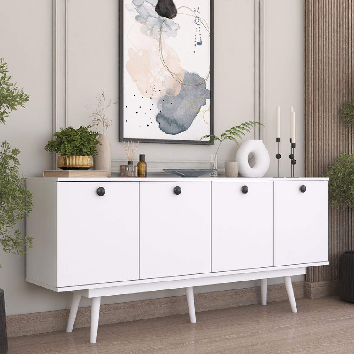 Μπουφές Salonde pakoworld λευκό μελαμίνης-λευκό pp πόδι 180x40x82.6εκ Μπουφές Salonde pakoworld λευκό μελαμίνης-λευκό pp πόδι 180x40x82.6εκ