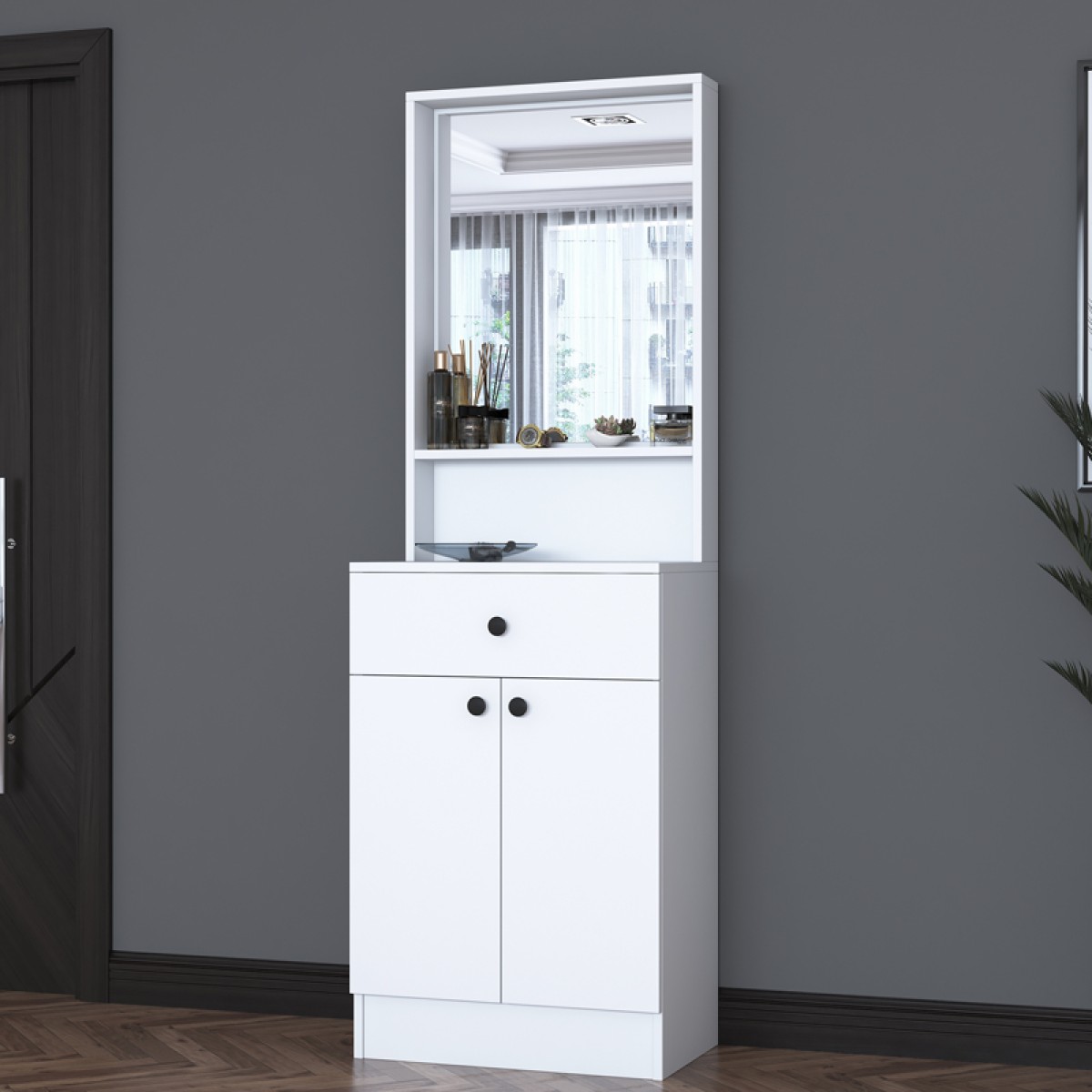 Έπιπλο εισόδου Rockder pakoworld λευκό μελαμίνης 60x35.5x182.8εκ Έπιπλο εισόδου Rockder pakoworld λευκό μελαμίνης 60x35.5x182.8εκ
