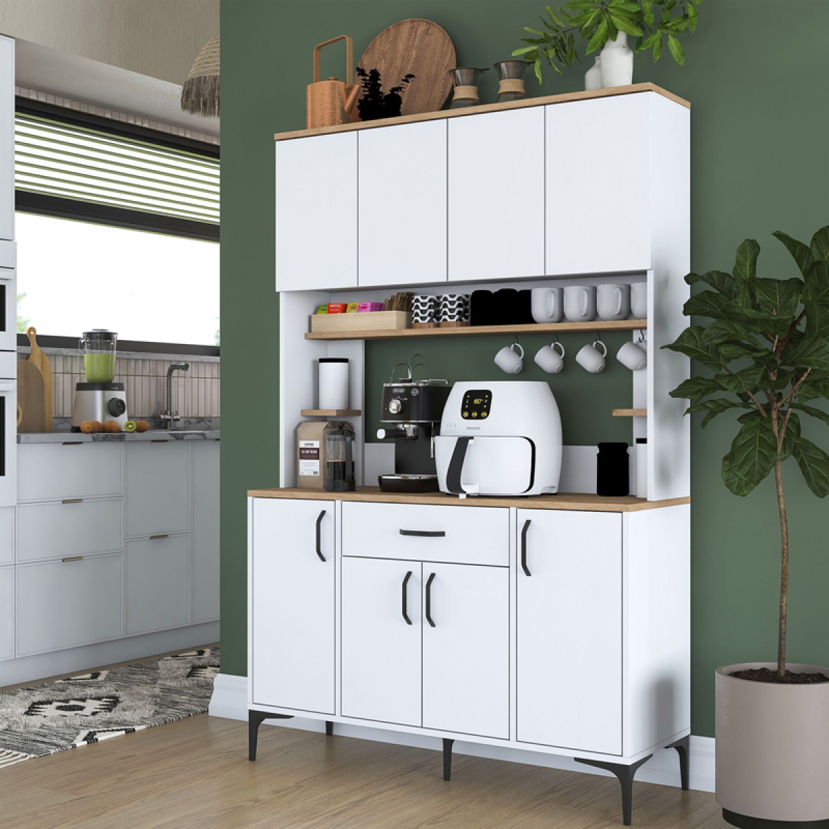 Mπουφές με ράφι Cordie pakoworld λευκό μελαμίνης 120x40x184.2εκ Mπουφές με ράφι Cordie pakoworld λευκό μελαμίνης 120x40x184.2εκ