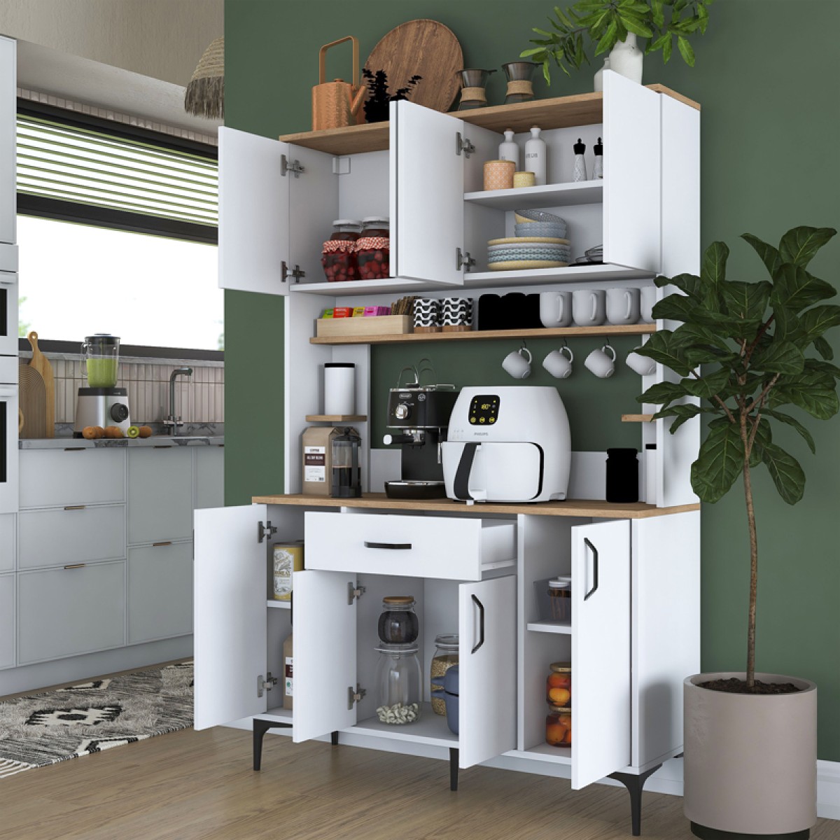 Mπουφές με ράφι Cordie pakoworld λευκό μελαμίνης 120x40x184.2εκ Mπουφές με ράφι Cordie pakoworld λευκό μελαμίνης 120x40x184.2εκ