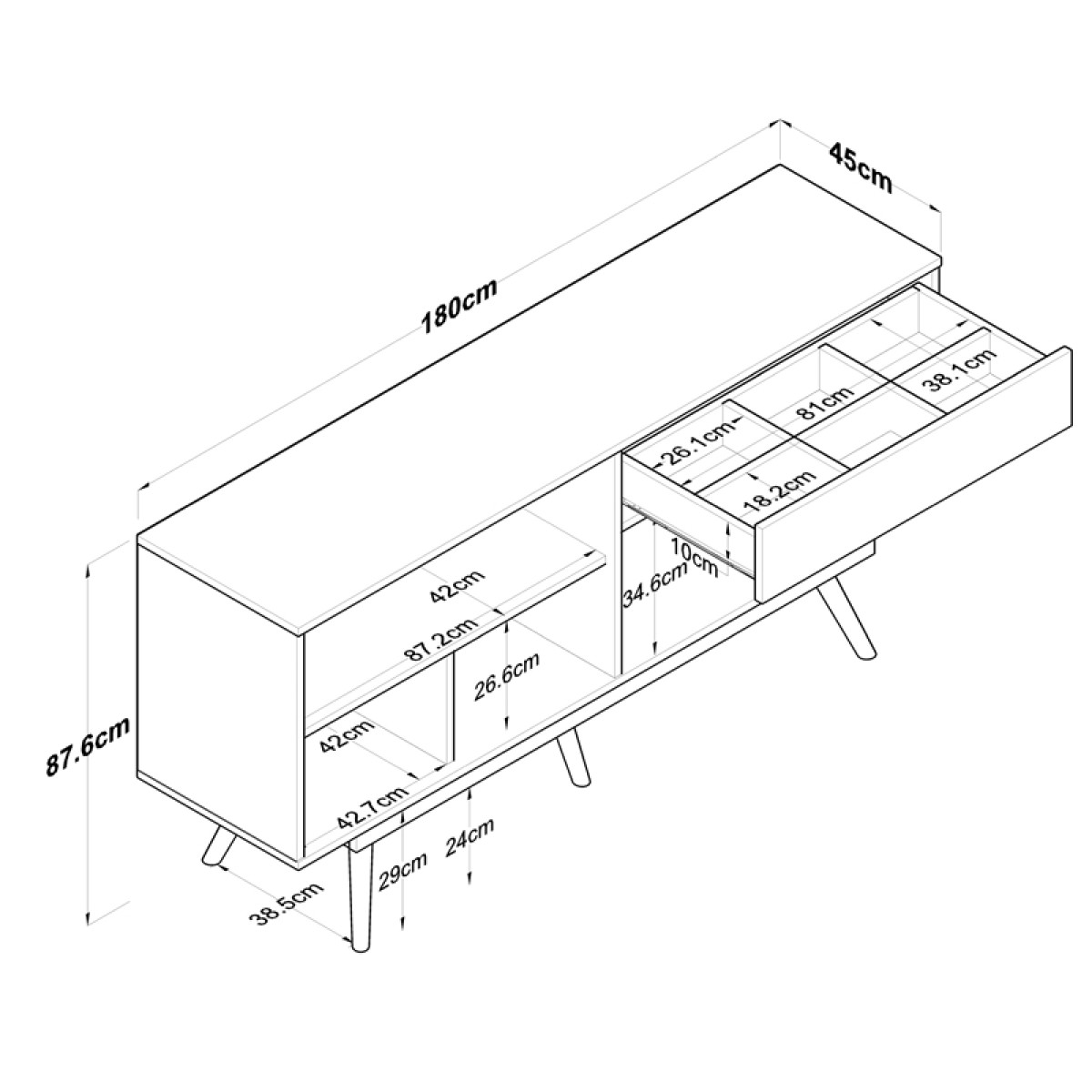 Μπουφές Satava pakoworld pp σε λευκή-καρυδί απόχρωση 180x45x87.6εκ Μπουφές Satava pakoworld pp σε λευκή-καρυδί απόχρωση 180x45x87.6εκ