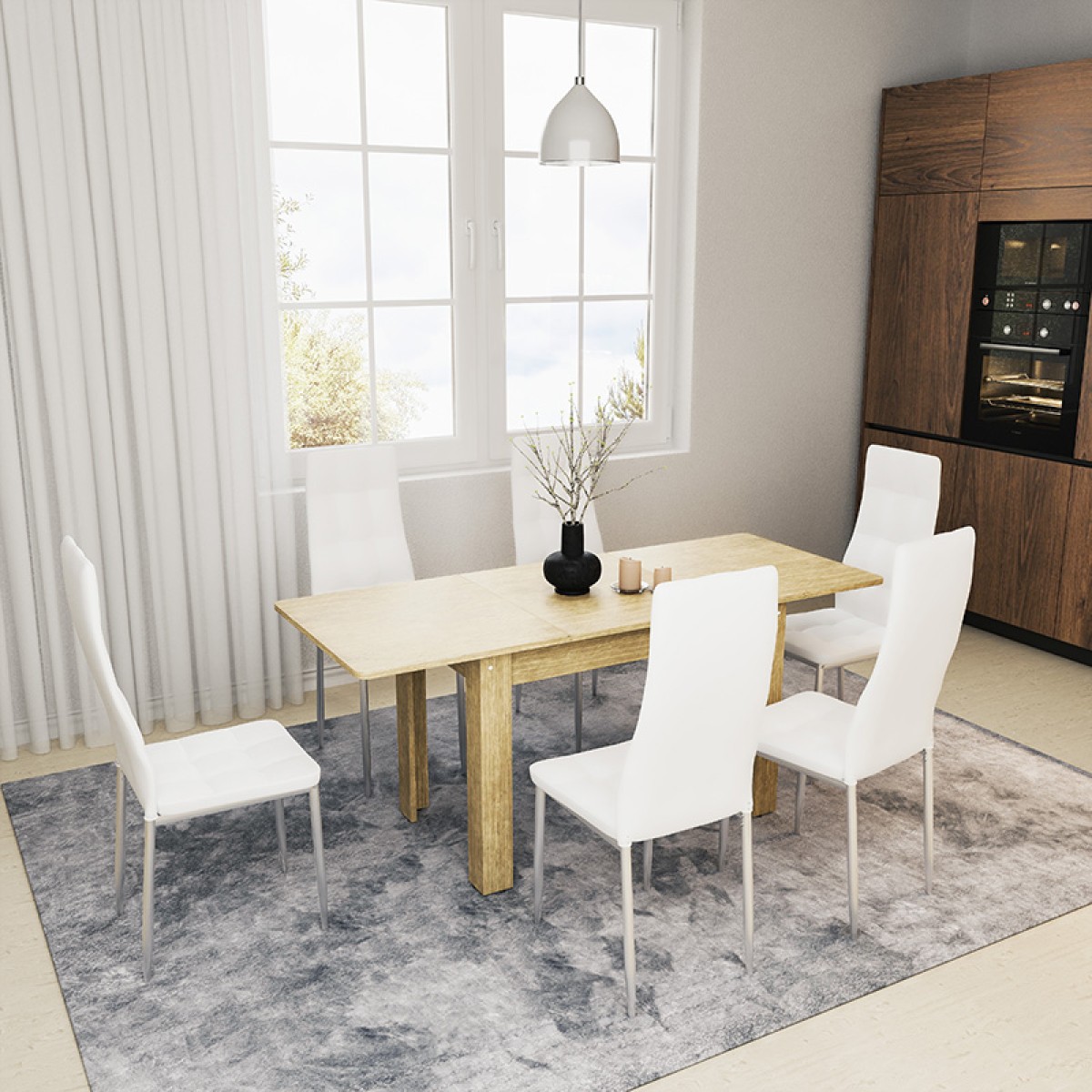 Τραπέζι Quiin pakoworld επεκτεινόμενο sonoma 120-174x70x73.5εκ Τραπέζι Quiin pakoworld επεκτεινόμενο sonoma 120-174x70x73.5εκ