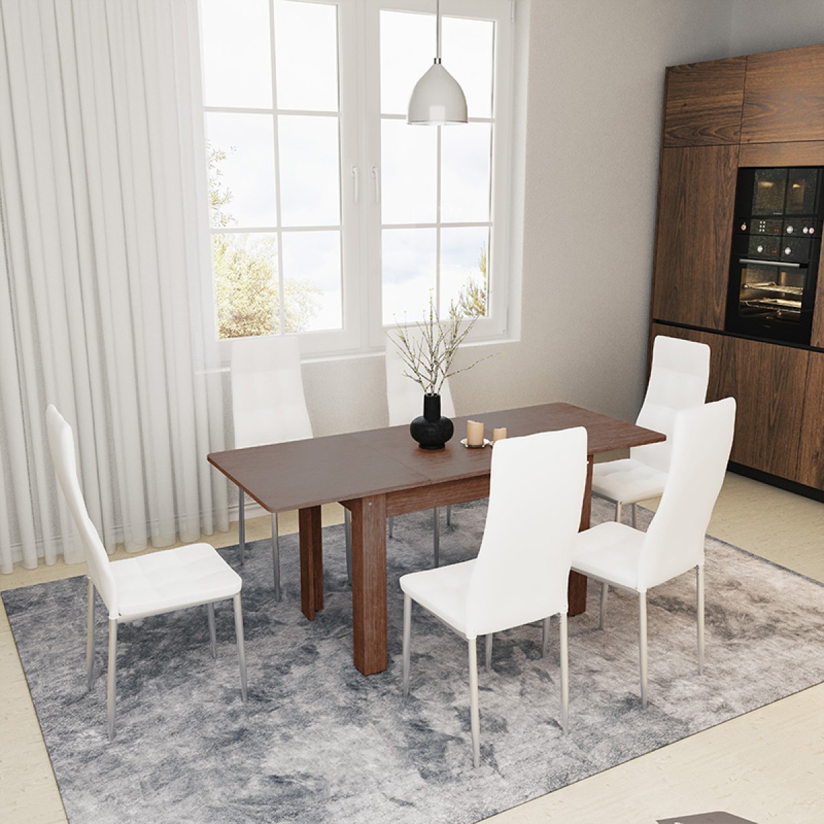 Τραπέζι Quiin pakoworld επεκτεινόμενο καρυδί 120-174x70x73.5εκ Τραπέζι Quiin pakoworld επεκτεινόμενο καρυδί 120-174x70x73.5εκ