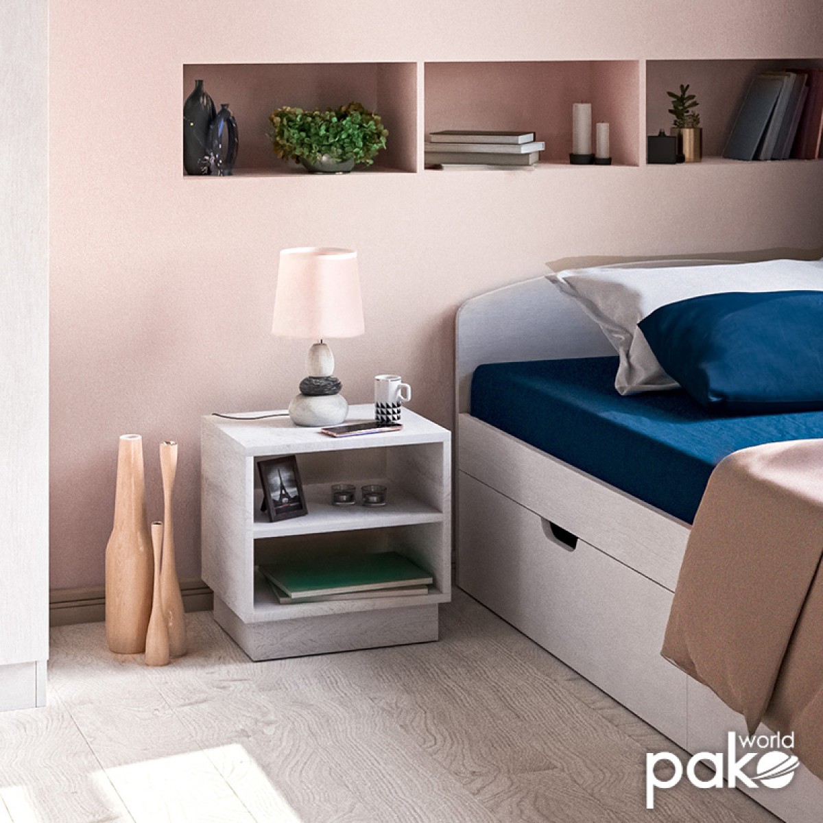 Κομοδίνο Mason pakoworld λευκό 40x32x40εκ Κομοδίνο Mason pakoworld λευκό 40x32x40εκ