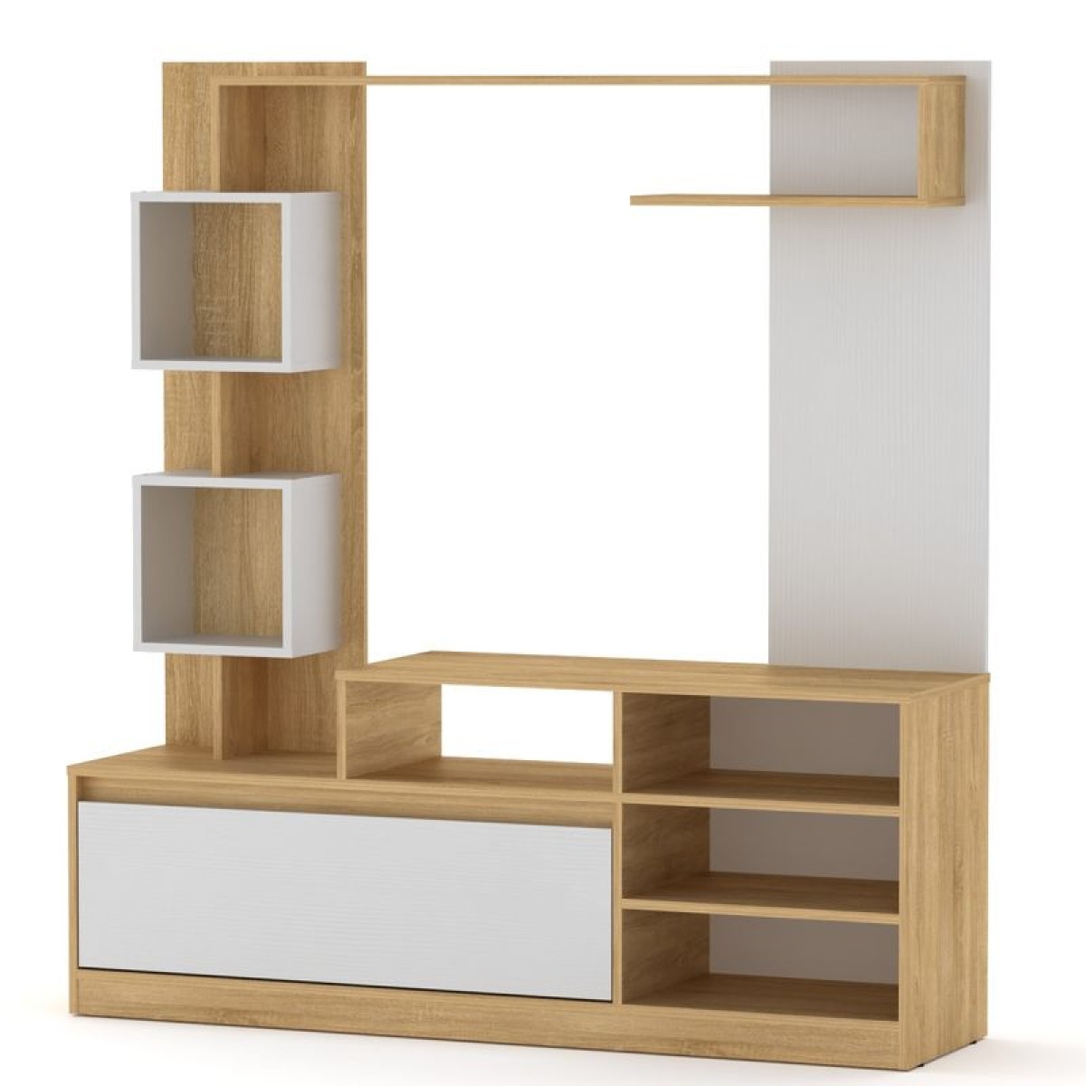 Σύνθετο σαλονιού Aiden pakoworld sonoma-λευκό 150x38.5x160εκ Σύνθετο σαλονιού Aiden pakoworld sonoma-λευκό 150x38.5x160εκ