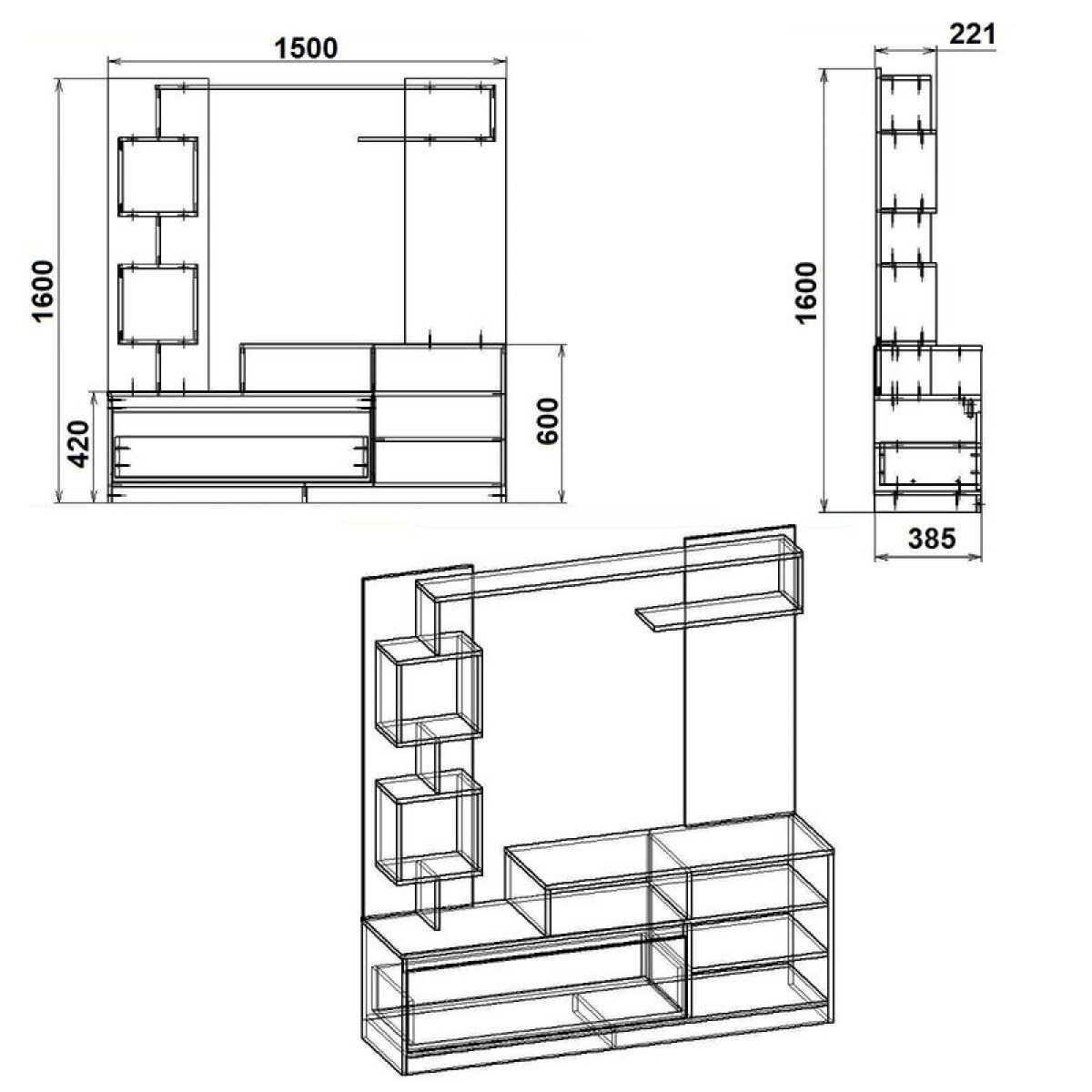 Σύνθετο σαλονιού Aiden pakoworld sonoma-λευκό 150x38.5x160εκ Σύνθετο σαλονιού Aiden pakoworld sonoma-λευκό 150x38.5x160εκ