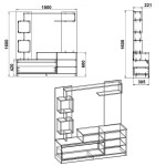 Σύνθετο σαλονιού Aiden pakoworld sonoma-λευκό 150x38.5x160εκ Σύνθετο σαλονιού Aiden pakoworld sonoma-λευκό 150x38.5x160εκ