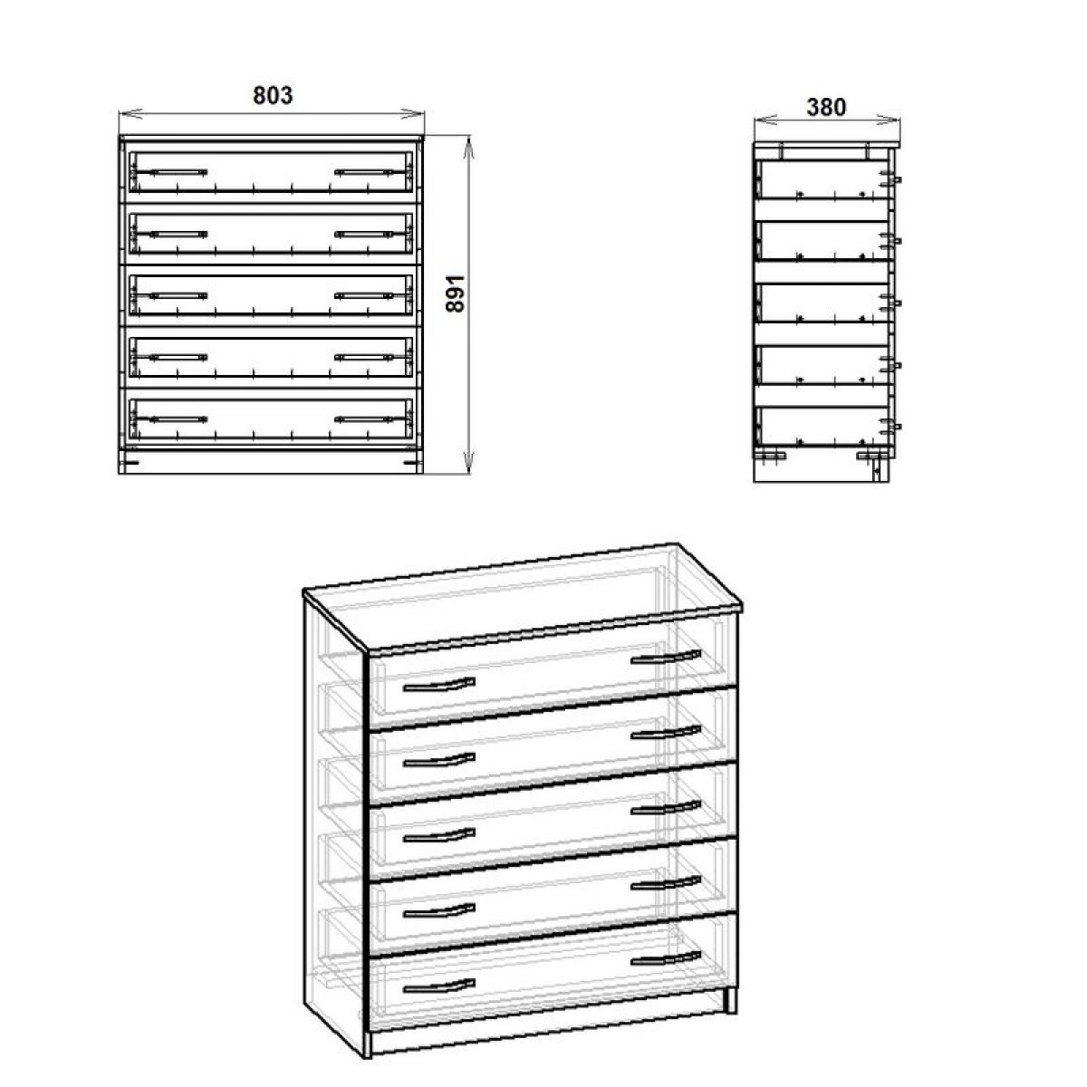 Συρταριέρα Penelope pakoworld 5 συρταριών καρυδί 80.5x38x89εκ Συρταριέρα Penelope pakoworld 5 συρταριών καρυδί 80.5x38x89εκ