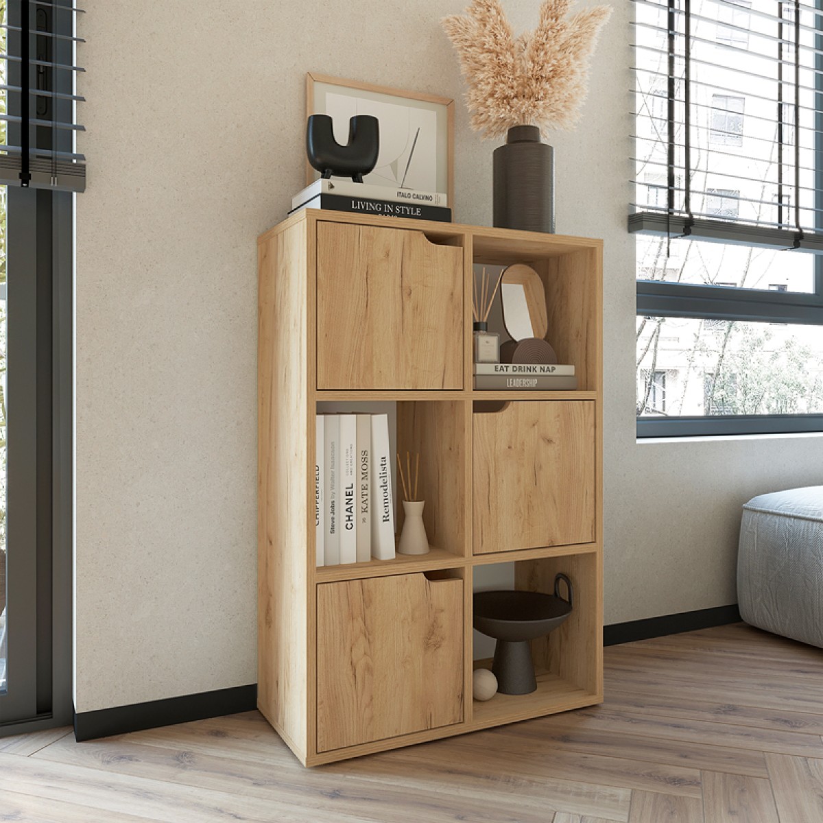 Βιβλιοθήκη Bookel pakoworld μελαμίνης σε oak απόχρωση 59.5x27.5x89εκ Βιβλιοθήκη Bookel pakoworld μελαμίνης σε oak απόχρωση 59.5x27.5x89εκ