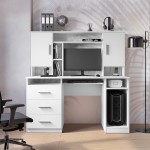 Γραφείο εργασίας Keldra pakoworld με συρτάρια και ντουλάπια σε λευκή απόχρωση 140x59.8x142.2εκ Γραφείο εργασίας Keldra pakoworld με συρτάρια και ντουλάπια σε λευκή απόχρωση 140x59.8x142.2εκ