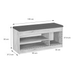 Έπιπλο εισόδου- σκαμπό- παπουτσοθήκη Oriental pakoworld σε oak απόχρωση 100x37.2x50εκ