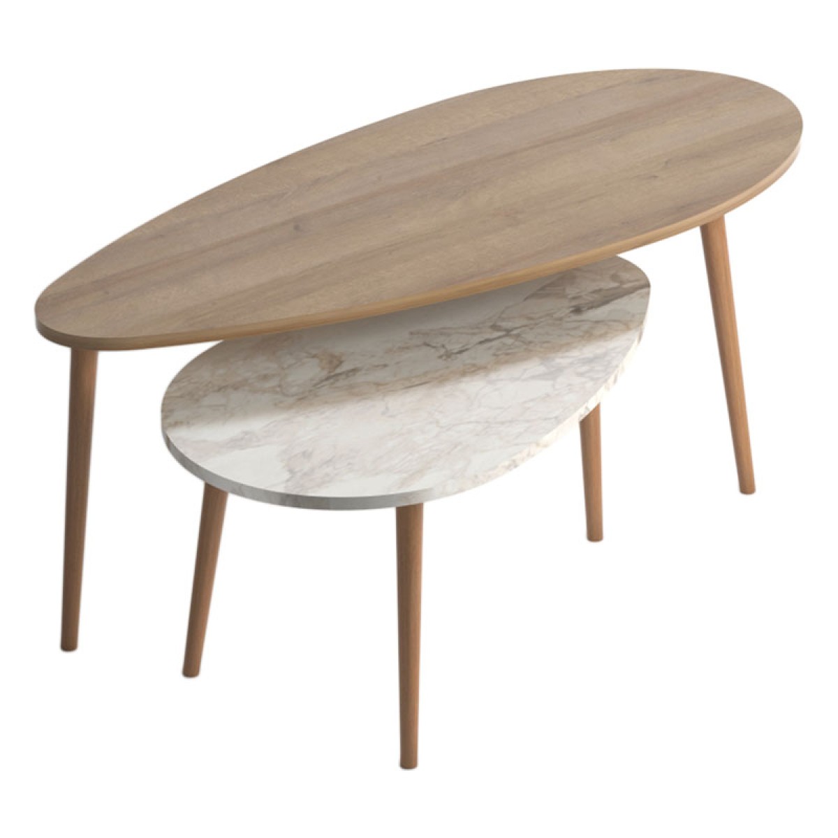 Τραπέζι σαλονιού Monty pakoworld oak-μπεζ μαρμάρου 116x46x46εκ Τραπέζι σαλονιού Monty pakoworld oak-μπεζ μαρμάρου 116x46x46εκ