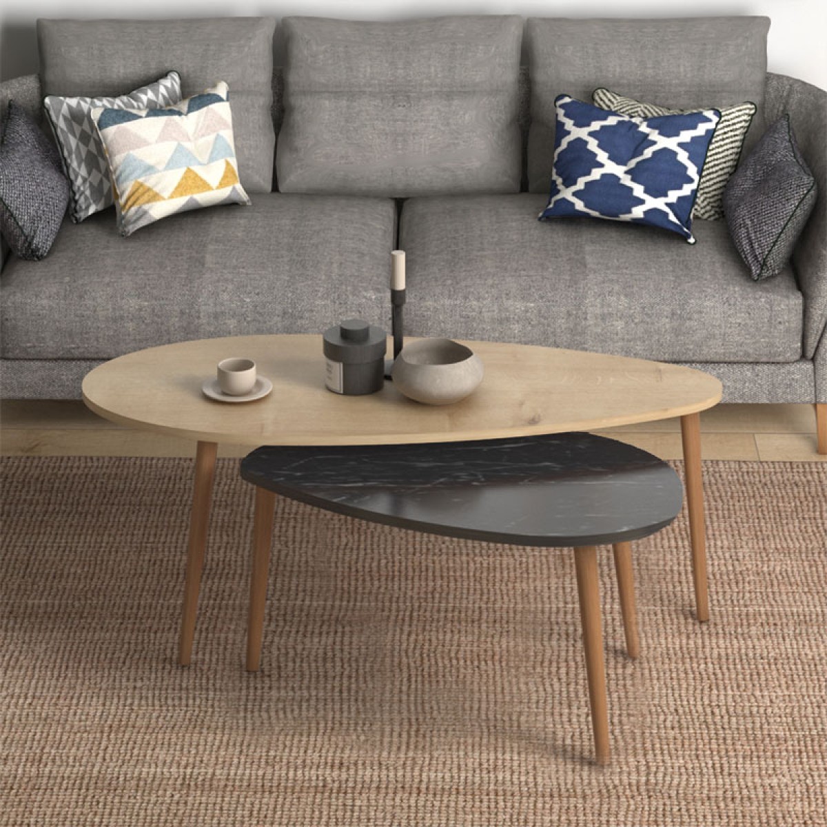Τραπέζι σαλονιού Monty pakoworld oak-μαύρο μαρμάρου 116x46x46εκ Τραπέζι σαλονιού Monty pakoworld oak-μαύρο μαρμάρου 116x46x46εκ