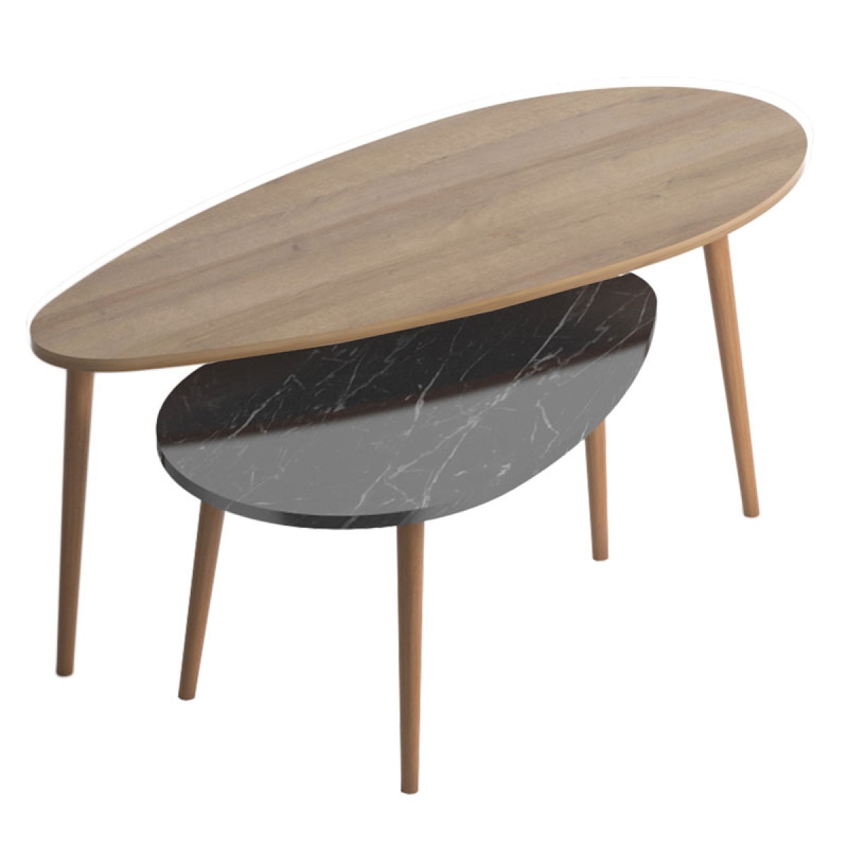 Τραπέζι σαλονιού Monty pakoworld oak-μαύρο μαρμάρου 116x46x46εκ Τραπέζι σαλονιού Monty pakoworld oak-μαύρο μαρμάρου 116x46x46εκ
