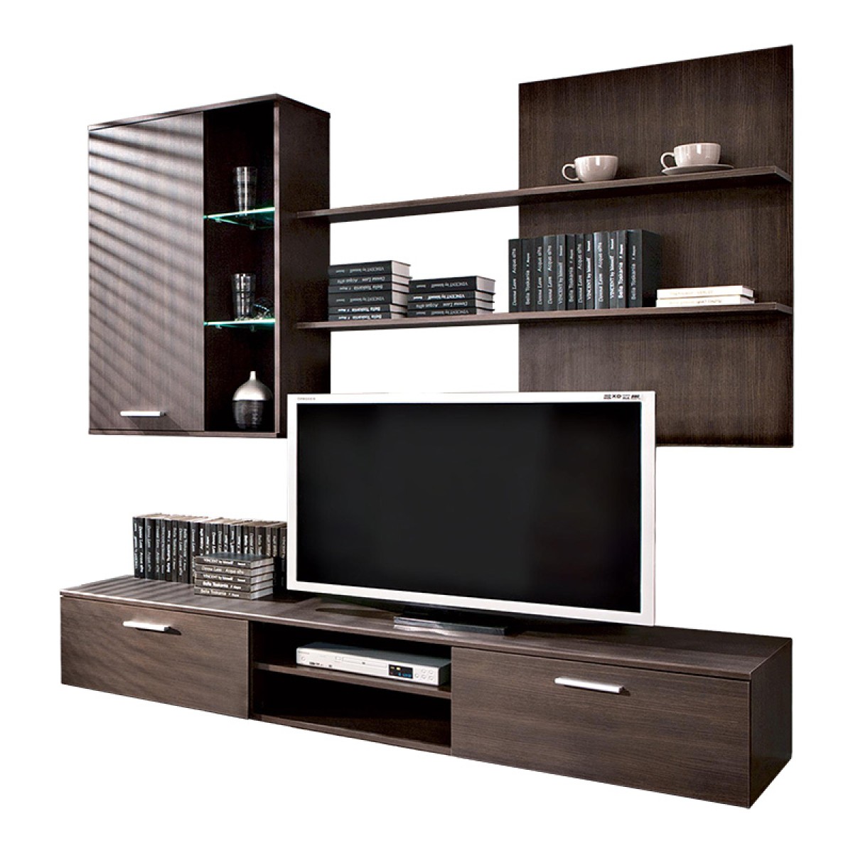 Σύνθετο σαλονιού Salome pakoworld LED wenge 200x41x190εκ Σύνθετο σαλονιού Salome pakoworld LED wenge 200x41x190εκ