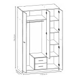 Ντουλάπα ρούχων Serenity pakoworld τρίφυλλη sonoma-λευκό 118.5x54x196.5εκ Ντουλάπα ρούχων Serenity pakoworld τρίφυλλη sonoma-λευκό 118.5x54x196.5εκ