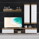 Σύνθετο σαλονιού Sandro pakoworld καρυδί-λευκό 175x37x160εκ Σύνθετο σαλονιού Sandro pakoworld καρυδί-λευκό 175x37x160εκ