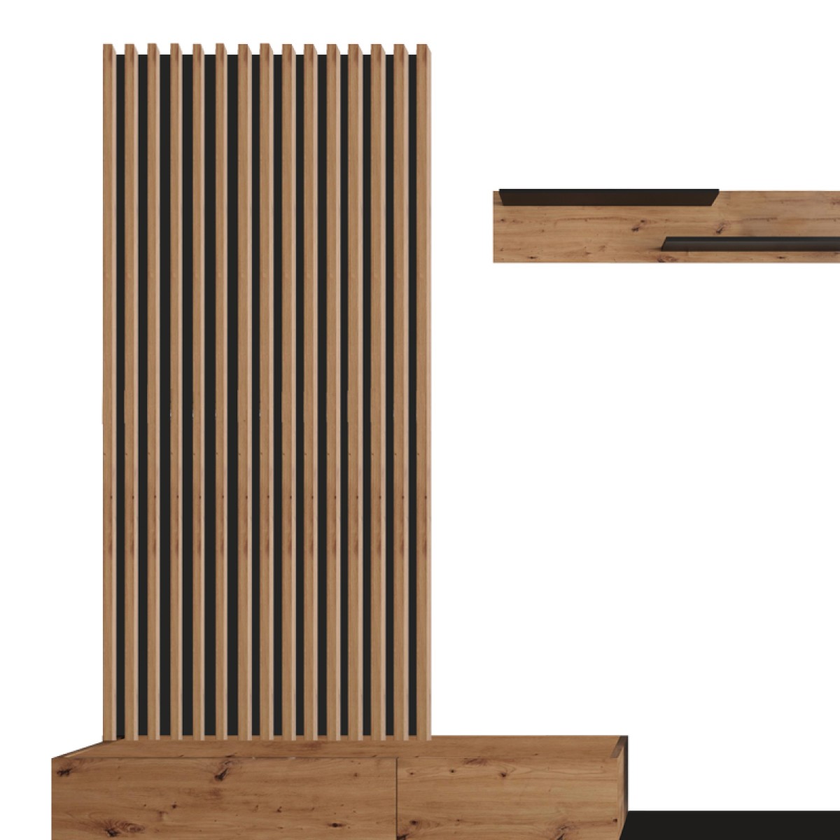 Σύνθετο σαλονιού Litende pakoworld μαύρο-sonoma μελαμίνης 249.5x42x199.5εκ Σύνθετο σαλονιού Litende pakoworld μαύρο-sonoma μελαμίνης 249.5x42x199.5εκ