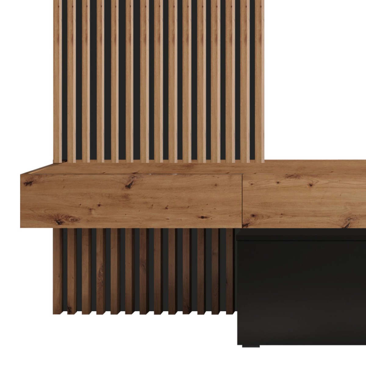 Σύνθετο σαλονιού Litende pakoworld μαύρο-sonoma μελαμίνης 249.5x42x199.5εκ Σύνθετο σαλονιού Litende pakoworld μαύρο-sonoma μελαμίνης 249.5x42x199.5εκ