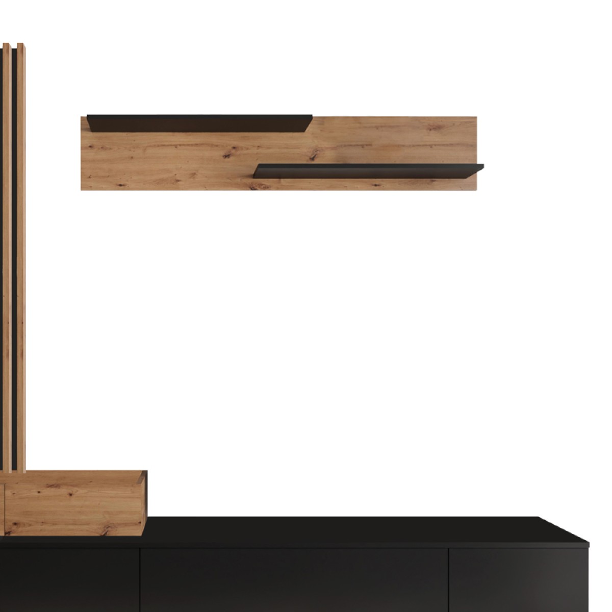 Σύνθετο σαλονιού Litende pakoworld μαύρο-sonoma μελαμίνης 249.5x42x199.5εκ Σύνθετο σαλονιού Litende pakoworld μαύρο-sonoma μελαμίνης 249.5x42x199.5εκ