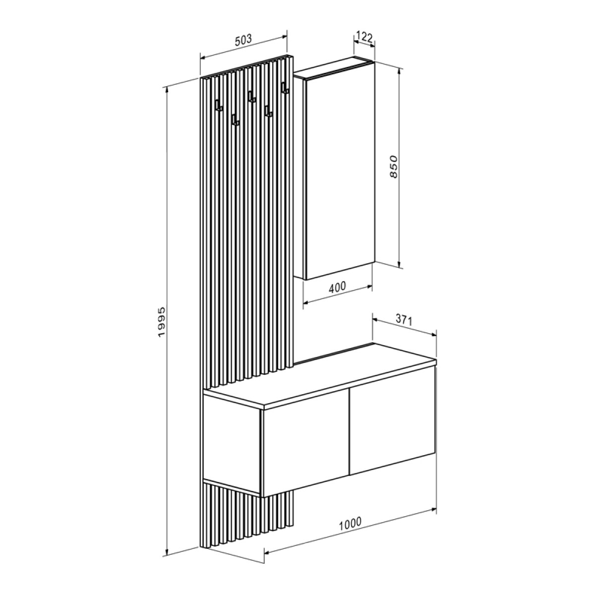 Έπιπλο εισόδου Arika pakoworld λευκό-sonoma 100x37x199.5εκ Έπιπλο εισόδου Arika pakoworld λευκό-sonoma 100x37x199.5εκ
