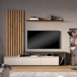 Σύνθετο σαλονιού Claironse pakoworld ανθρακί μελαμίνης 225x37.6x210εκ Σύνθετο σαλονιού Claironse pakoworld ανθρακί μελαμίνης 225x37.6x210εκ
