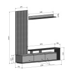Σύνθετο σαλονιού Claironse pakoworld ανθρακί μελαμίνης 225x37.6x210εκ Σύνθετο σαλονιού Claironse pakoworld ανθρακί μελαμίνης 225x37.6x210εκ