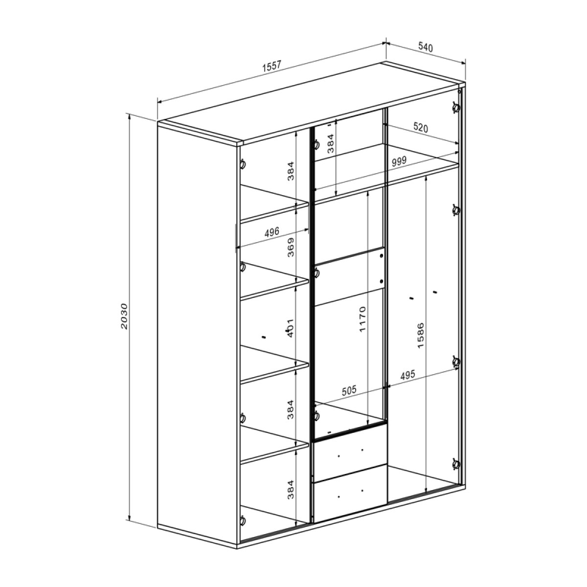 Ντουλάπα Rutenia pakoworld μελαμίνη σε oak απόχρωση 155.7x54x203εκ Ντουλάπα Rutenia pakoworld μελαμίνη σε oak απόχρωση 155.7x54x203εκ
