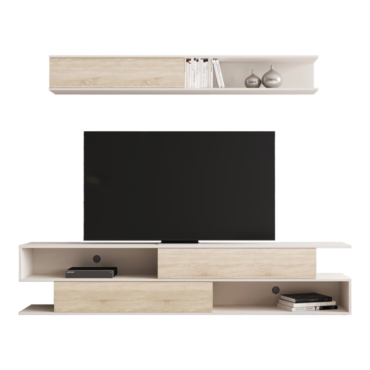 Σύνθετο σαλονιού Brick pakoworld σε sonoma oak-κρεμ απόχρωση 240x40x50.4εκ