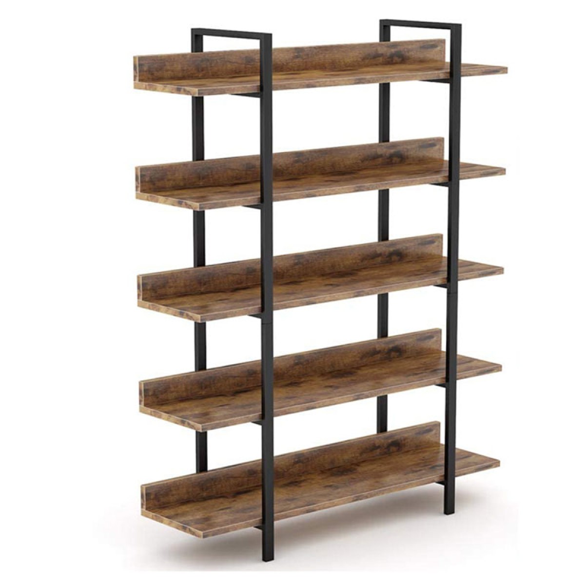 Βιβλιοθήκη Almond pakoworld καρυδί-μαύρο 119x27x185εκ Βιβλιοθήκη Almond pakoworld καρυδί-μαύρο 119x27x185εκ
