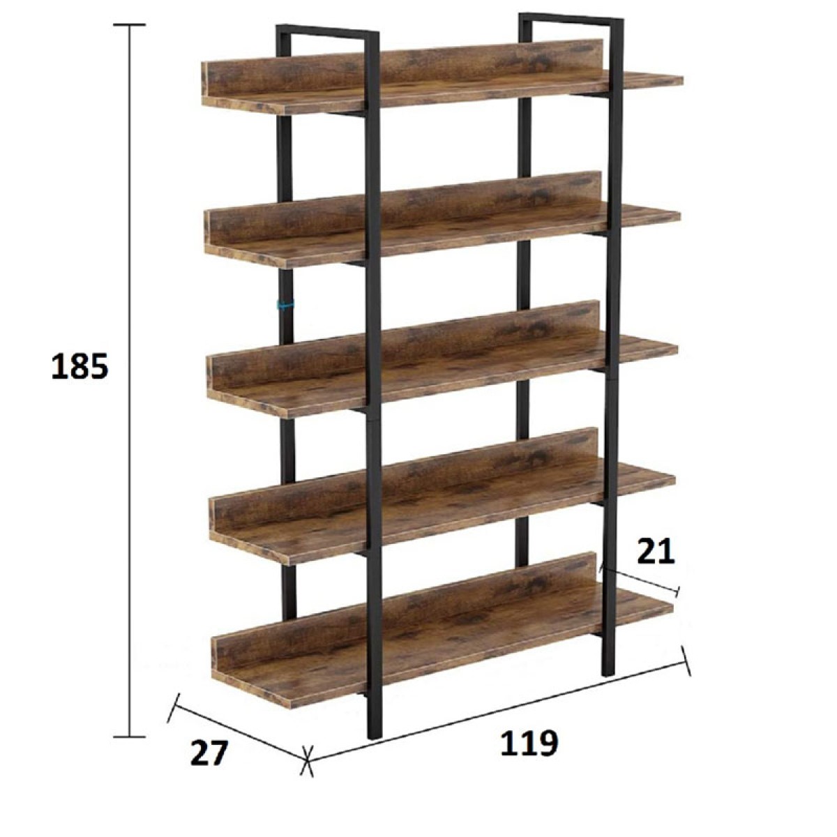 Βιβλιοθήκη Almond pakoworld καρυδί-μαύρο 119x27x185εκ Βιβλιοθήκη Almond pakoworld καρυδί-μαύρο 119x27x185εκ