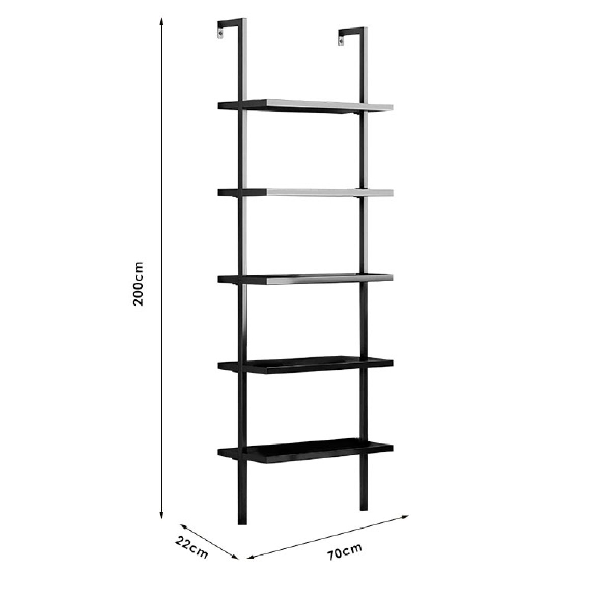 Ραφιέρα τοίχου Harris pakoworld σε μαύρη απόχρωση 60x22x200εκ Ραφιέρα τοίχου Harris pakoworld σε μαύρη απόχρωση 60x22x200εκ