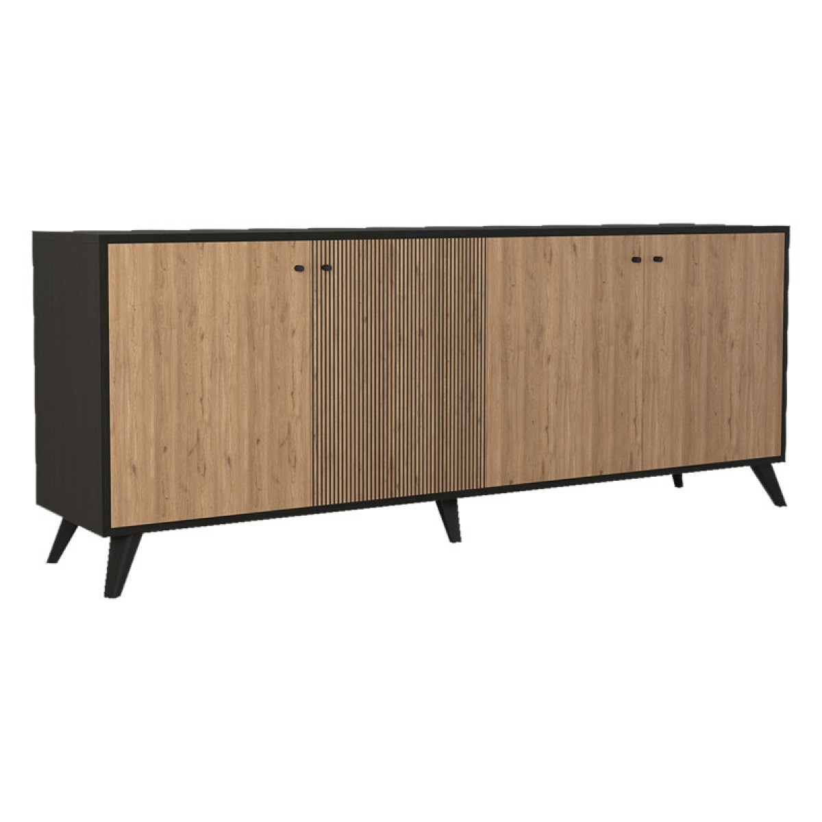 Μπουφές Flipter pakoworld μελαμίνης oak-μαύρο 180x40x78,6εκ Μπουφές Flipter pakoworld μελαμίνης oak-μαύρο 180x40x78,6εκ