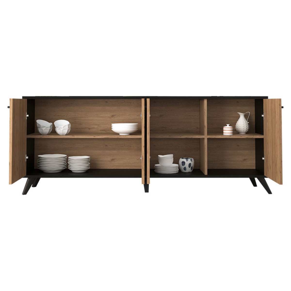 Μπουφές Flipter pakoworld μελαμίνης oak-μαύρο 180x40x78,6εκ Μπουφές Flipter pakoworld μελαμίνης oak-μαύρο 180x40x78,6εκ