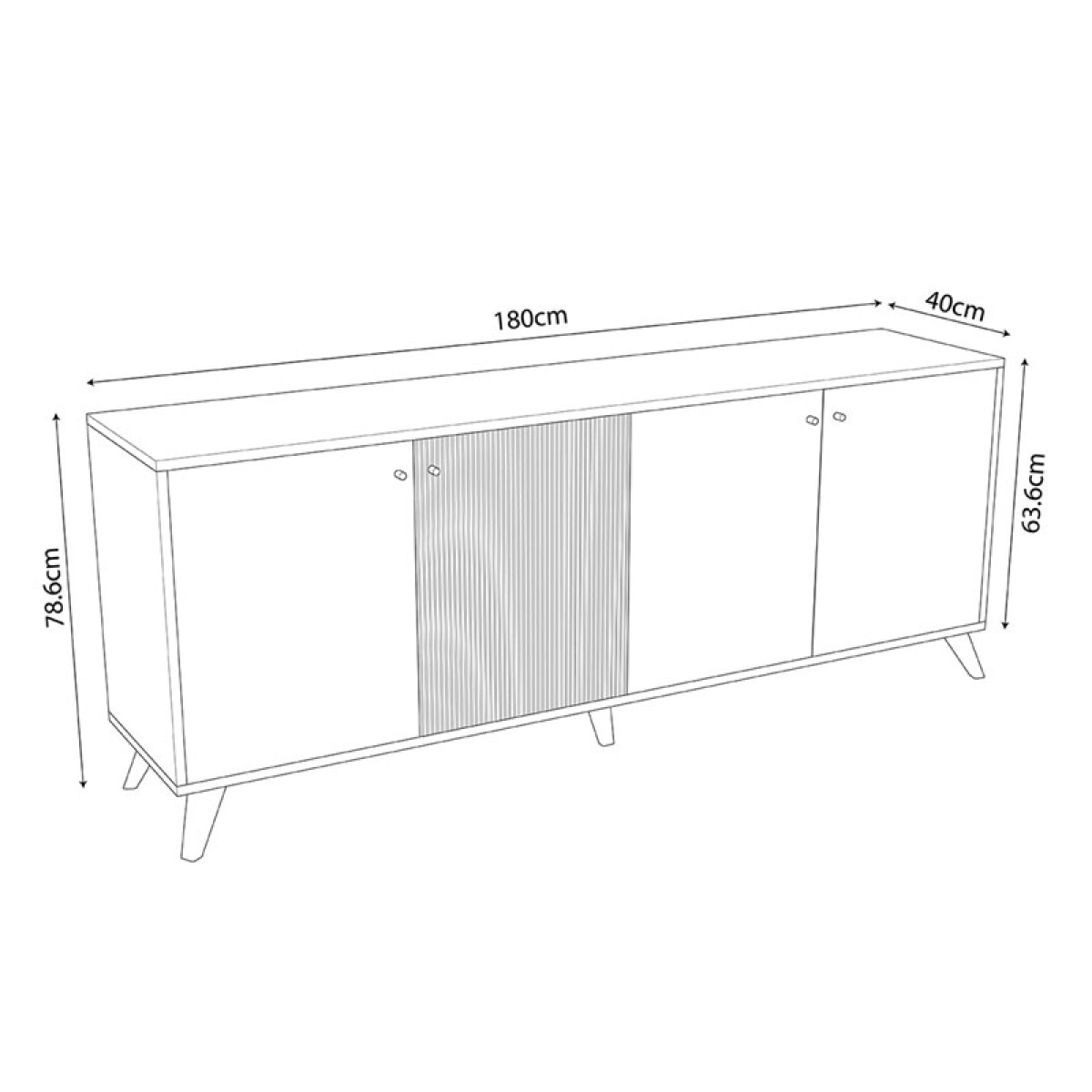 Μπουφές Flipter pakoworld μελαμίνης oak-μαύρο 180x40x78,6εκ Μπουφές Flipter pakoworld μελαμίνης oak-μαύρο 180x40x78,6εκ