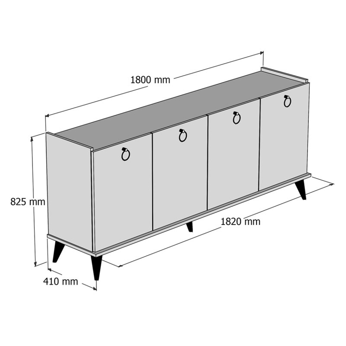 Μπουφές Lireta pakoworld μελαμίνης καρυδί-μαύρο 182x41x82.5εκ Μπουφές Lireta pakoworld μελαμίνης καρυδί-μαύρο 182x41x82.5εκ