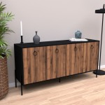 Μπουφές Twely pakoworld μελαμίνης καρυδί-μαύρο 160x40,5x79εκ Μπουφές Twely pakoworld μελαμίνης καρυδί-μαύρο 160x40,5x79εκ
