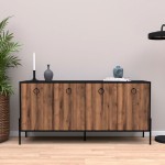 Μπουφές Twely pakoworld μελαμίνης καρυδί-μαύρο 160x40,5x79εκ Μπουφές Twely pakoworld μελαμίνης καρυδί-μαύρο 160x40,5x79εκ
