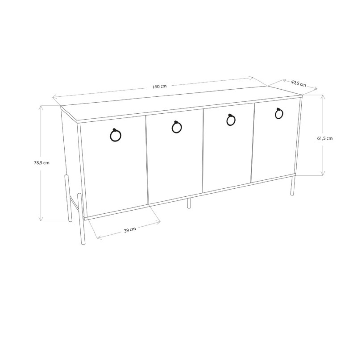 Μπουφές Twely pakoworld μελαμίνης καρυδί-μαύρο 160x40,5x79εκ Μπουφές Twely pakoworld μελαμίνης καρυδί-μαύρο 160x40,5x79εκ