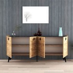 Μπουφές Jeslie pakoworld μελαμίνης oak-ανθρακί 180x40x79εκ Μπουφές Jeslie pakoworld μελαμίνης oak-ανθρακί 180x40x79εκ