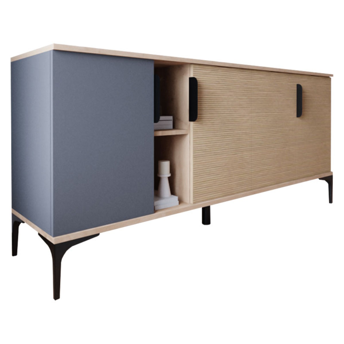 Μπουφές Tajesy pakoworld μελαμίνης ανθρακί-oak 180x40x78εκ Μπουφές Tajesy pakoworld μελαμίνης ανθρακί-oak 180x40x78εκ