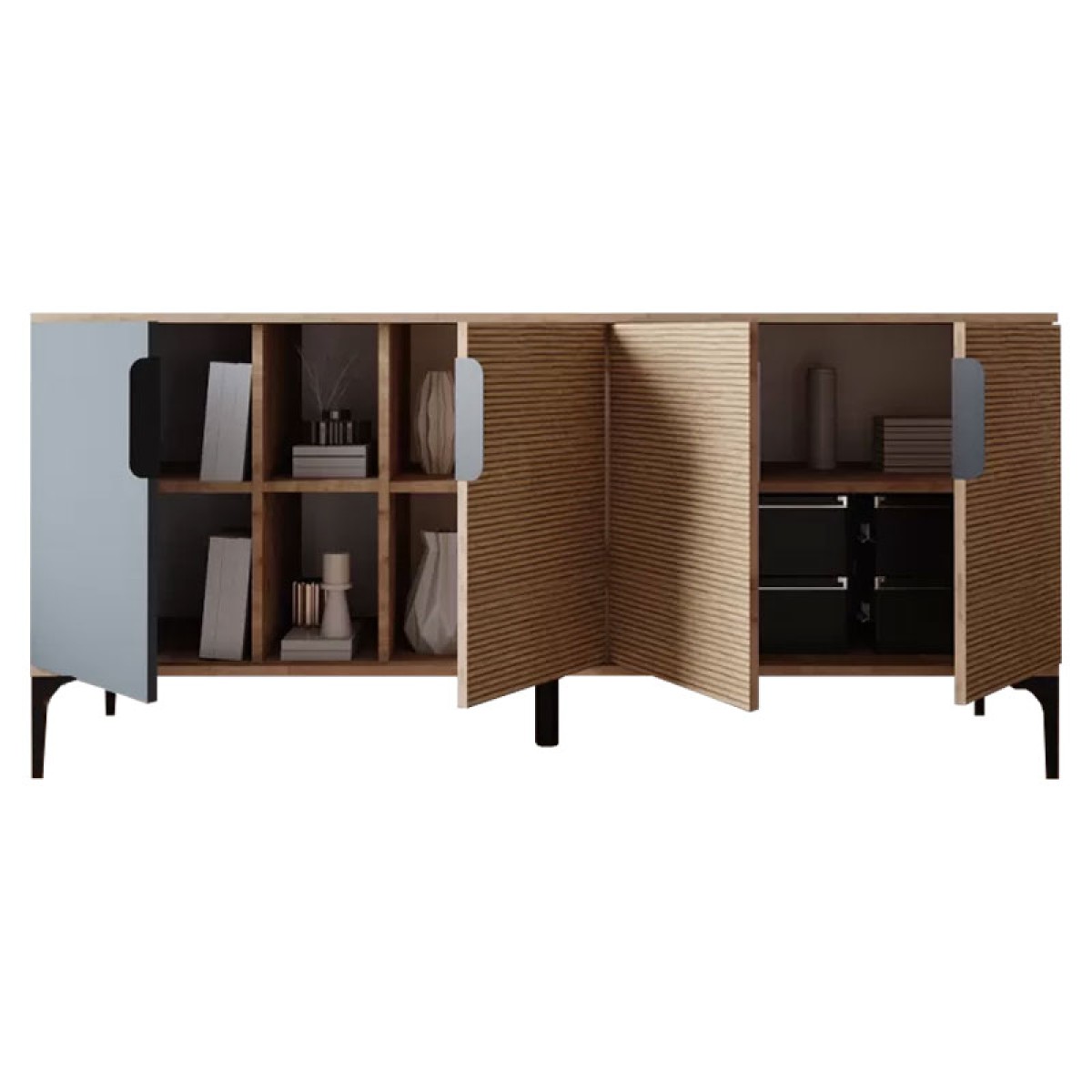 Μπουφές Tajesy pakoworld μελαμίνης ανθρακί-oak 180x40x78εκ Μπουφές Tajesy pakoworld μελαμίνης ανθρακί-oak 180x40x78εκ