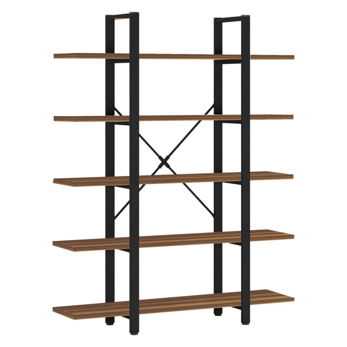 Βιβλιοθήκη Esthon pakoworld καρυδί-μαύρο μέταλλο 120x28x180εκ Βιβλιοθήκη Esthon pakoworld καρυδί-μαύρο μέταλλο 120x28x180εκ