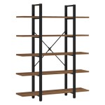 Βιβλιοθήκη Esthon pakoworld καρυδί-μαύρο μέταλλο 120x28x180εκ Βιβλιοθήκη Esthon pakoworld καρυδί-μαύρο μέταλλο 120x28x180εκ